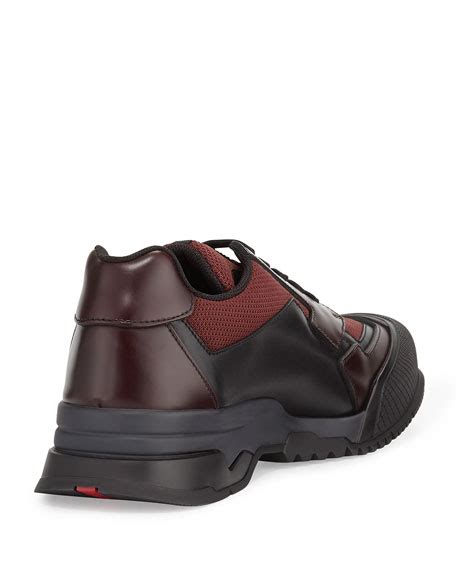 burgundy prada shoes|Prada Nylon Runway Trainer Sneaker, Burgundy .